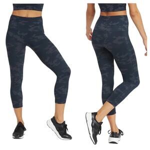 SPANX Leggings Camo Look at Me Now Seamless Crop High Rise Gray Black L